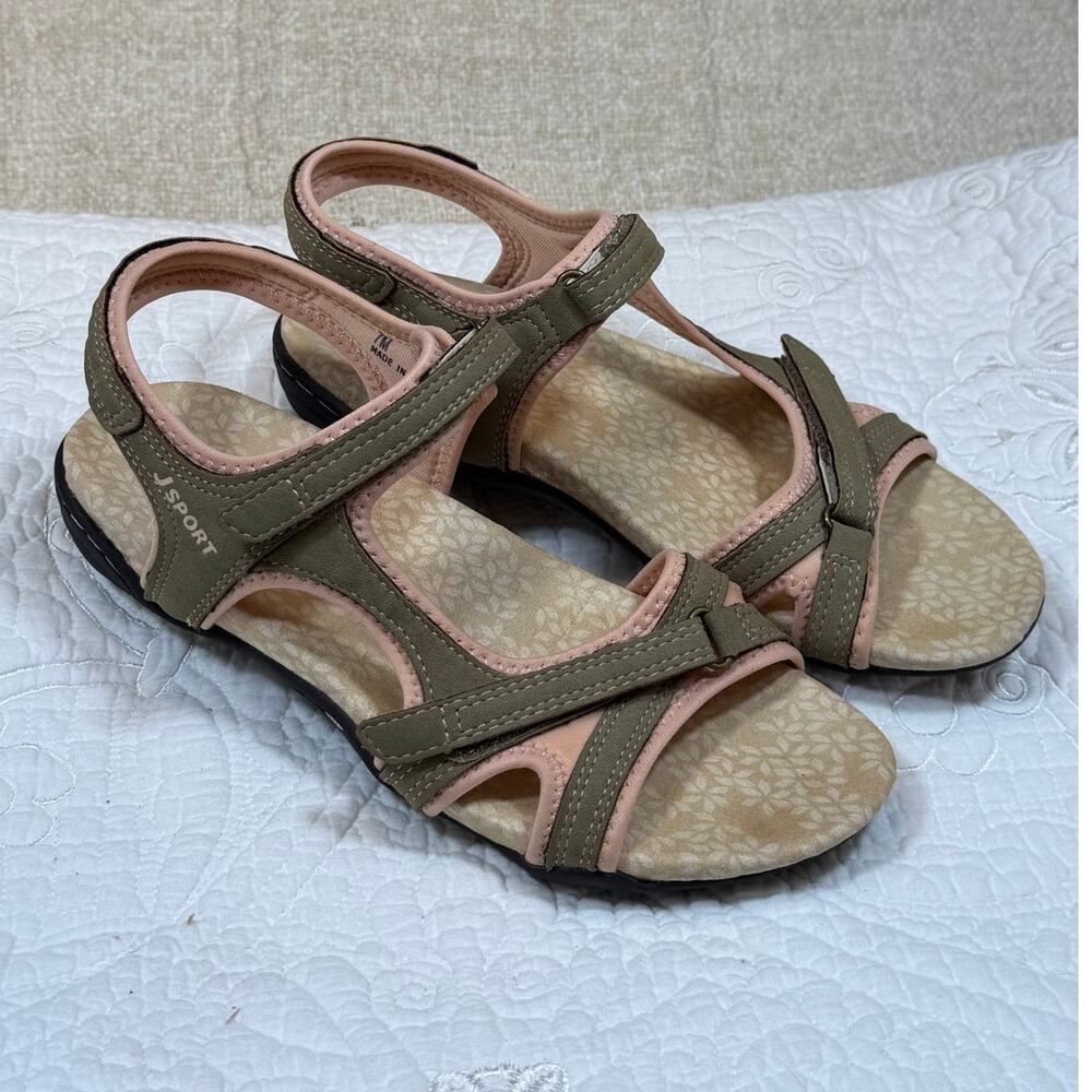 JSport Jambu Women's Green Pink 7M Pluto Strap Sandals Outdoor Comfort Walking